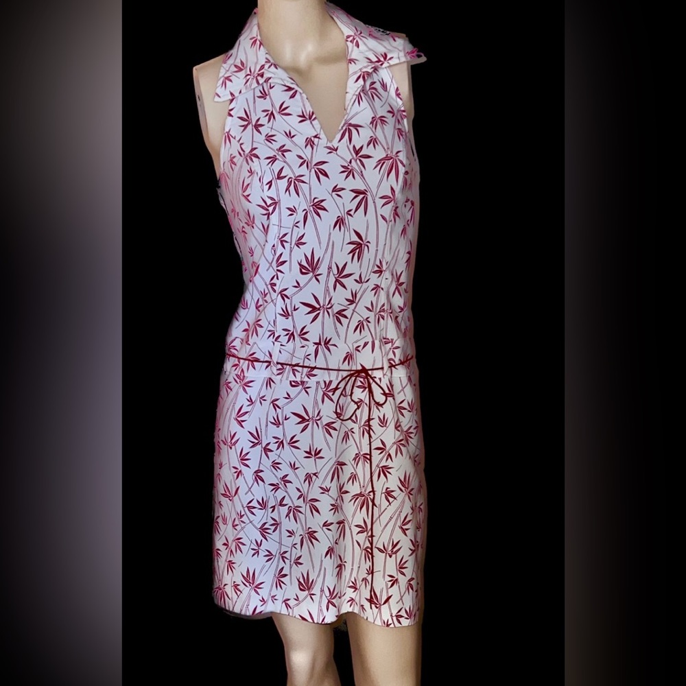 Tropical red and white halter dress size S